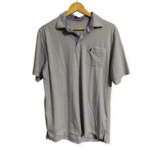 Johnnie-O Purple White Striped Golf Polo Medium